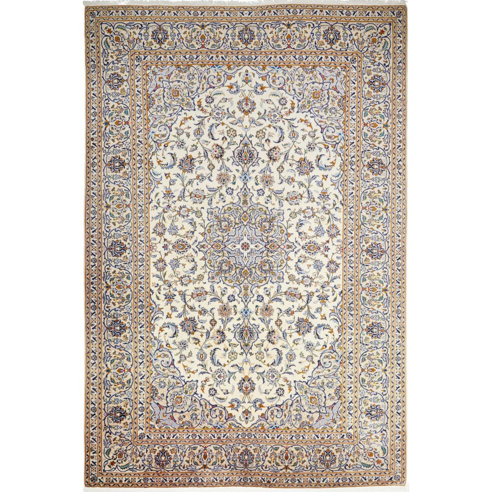 Tappeto Kashan Persia bianco marrone 244x362 Tappeto Kashan Persia bianco marrone 244x362