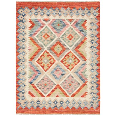 Tappeto Kilim Afghanistan beige azzurro 106x139