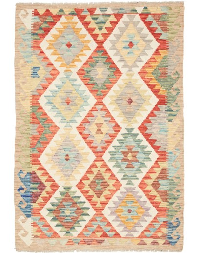 Tappeto Kilim Afghanistan giallo arancione 104x153