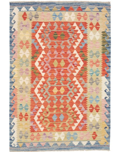 Tappeto Kilim Afghanistan marrone azzurro 102x147