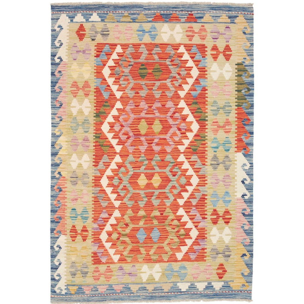 Tappeto Kilim Afghanistan marrone azzurro 102x147
