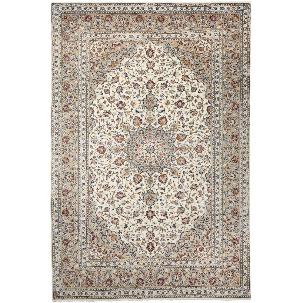 Tappeto Kashan Persia beige bianco 197x303 Tappeto Kashan Persia beige bianco 197x303