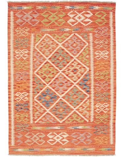 Tappeto Kilim Afghanistan arancione marrone 108x150