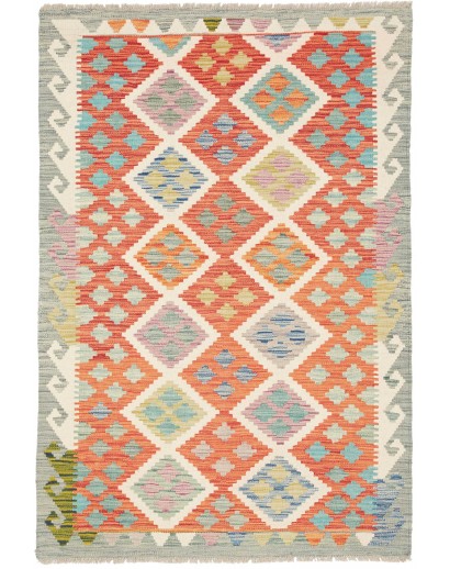 Tappeto Kilim Afghanistan beige arancione 101x150