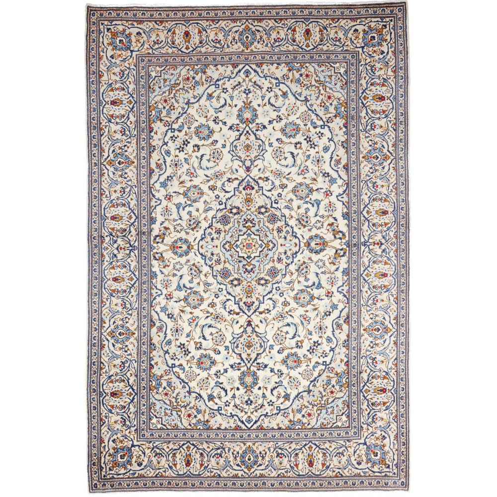 Tappeto Kashan Persia bianco marrone 195x293 Tappeto Kashan Persia bianco marrone 195x293