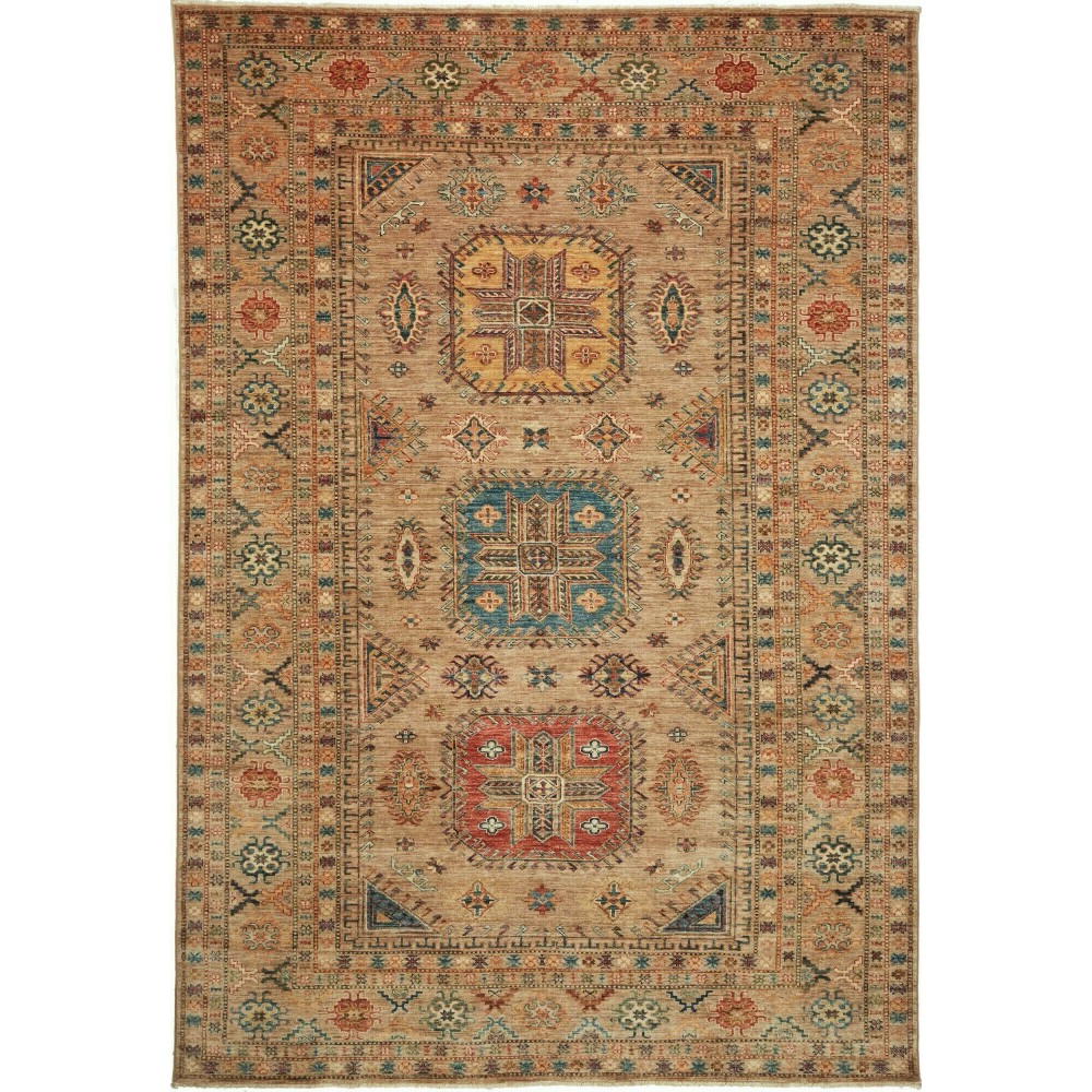 Tappeto Kazak Fine Pakistan bianco marrone 205x297