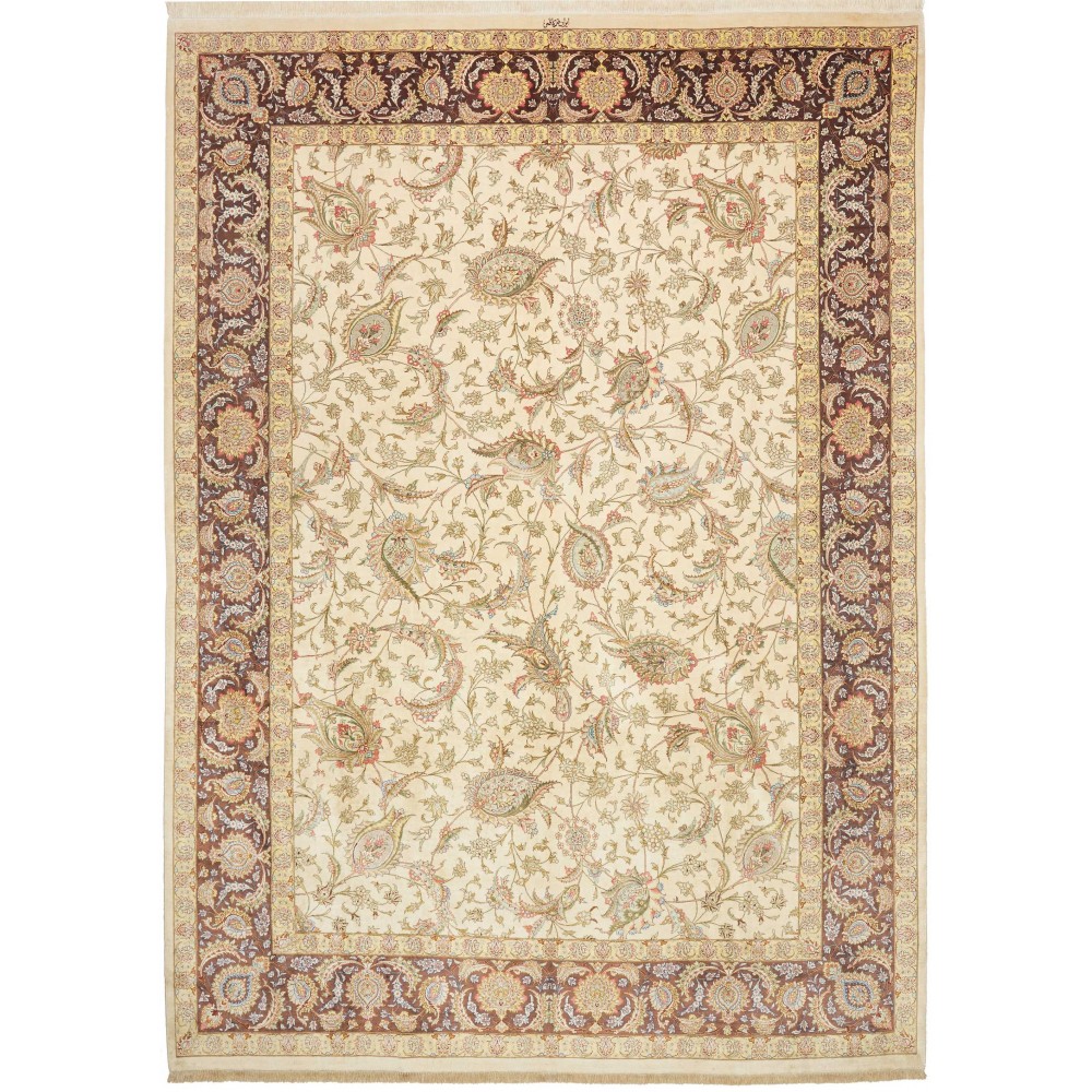 Tappeto Ghom seta Persia giallo 248x342