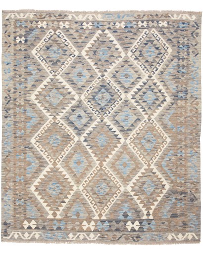 Tappeto Kilim Afghanistan azzurro bianco 162x187