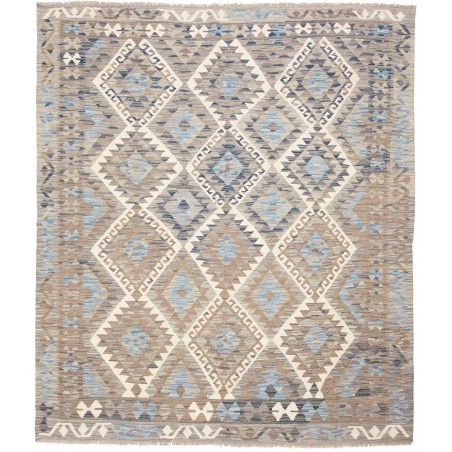 Tappeto Kilim Afghanistan azzurro bianco 162x187