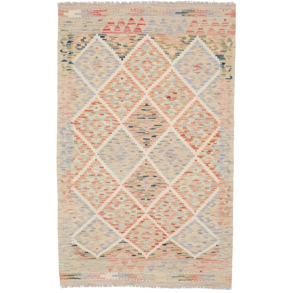 Tappeto Kilim Afghanistan beige azzurro 103x163