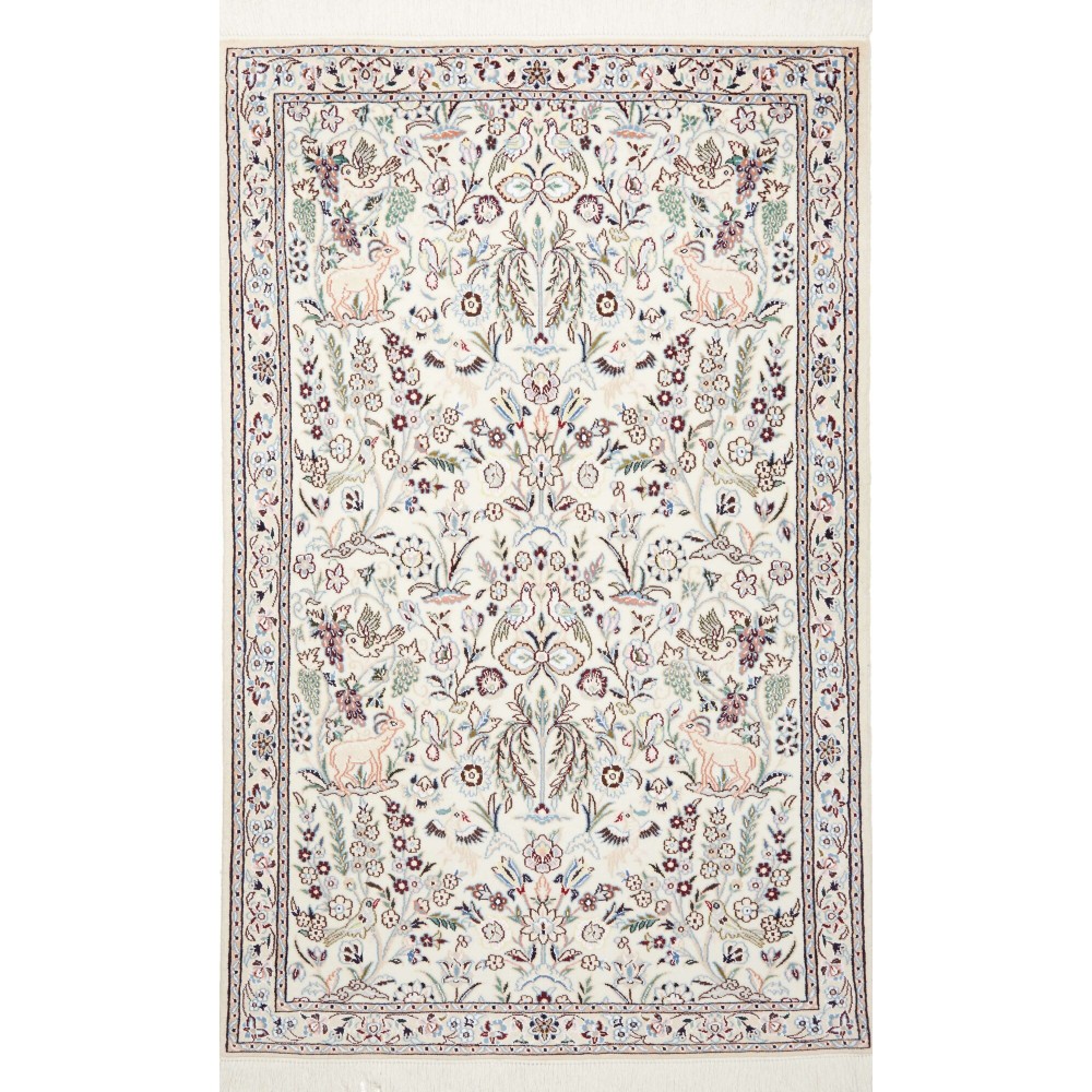 Tappeto Nain 9La Persia bianco grigio 103x163 Tappeto Nain 9La Persia bianco grigio 103x163