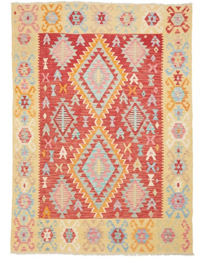Tappeto Kilim Afghanistan marrone rosso 148x208