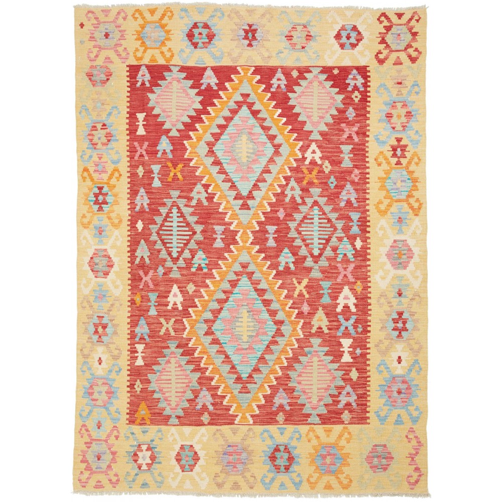 Tappeto Kilim Afghanistan marrone rosso 148x208