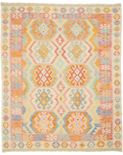 Tappeto Kilim Afghanistan giallo arancione 155x193
