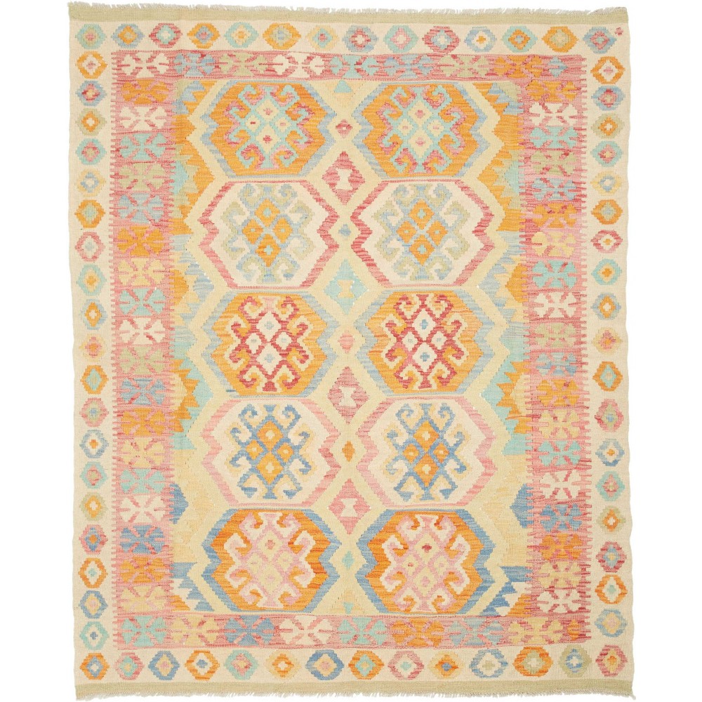 Tappeto Kilim Afghanistan giallo arancione 155x193