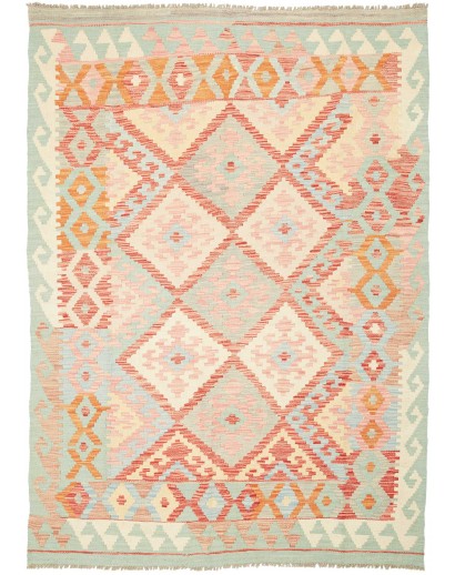 Tappeto Kilim Afghanistan giallo rosso 147x201