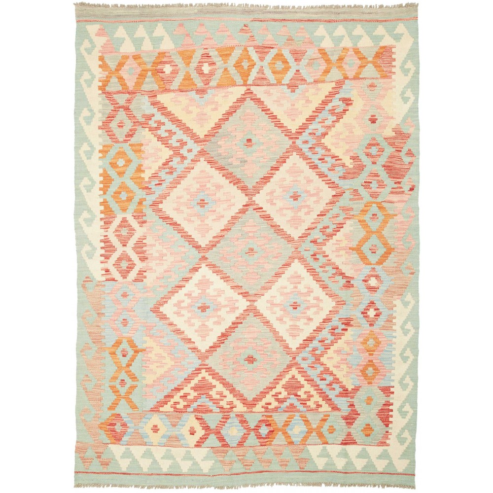 Tappeto Kilim Afghanistan giallo rosso 147x201