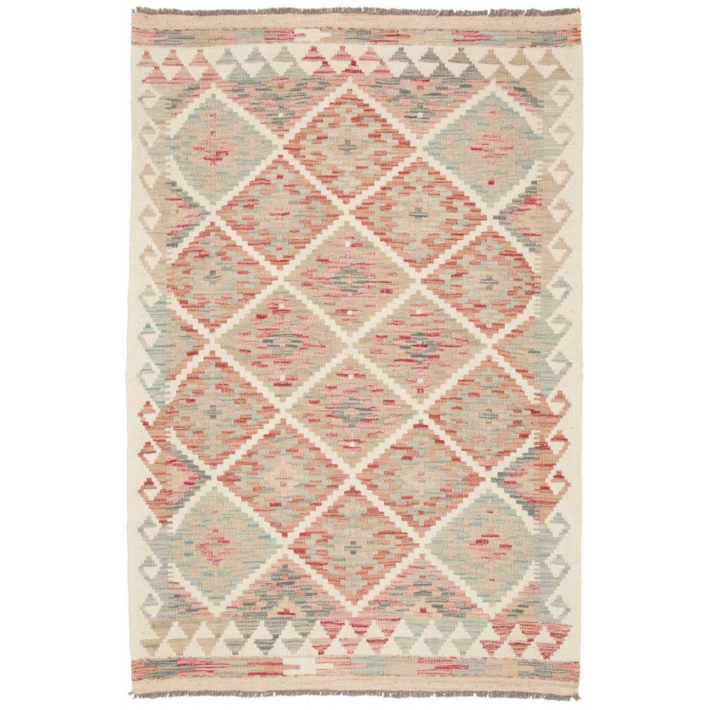Tappeto Kilim Afghanistan beige rosso 103x152