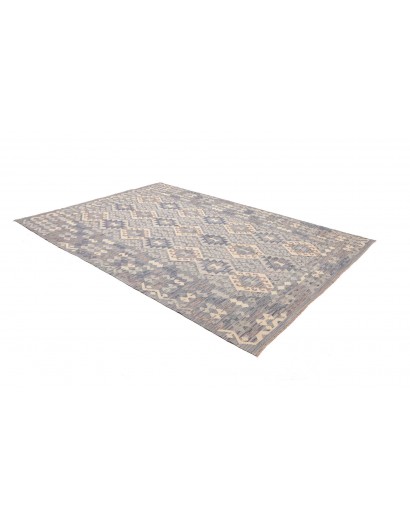 Tappeto Kilim Afghanistan azzurro bianco 204x291