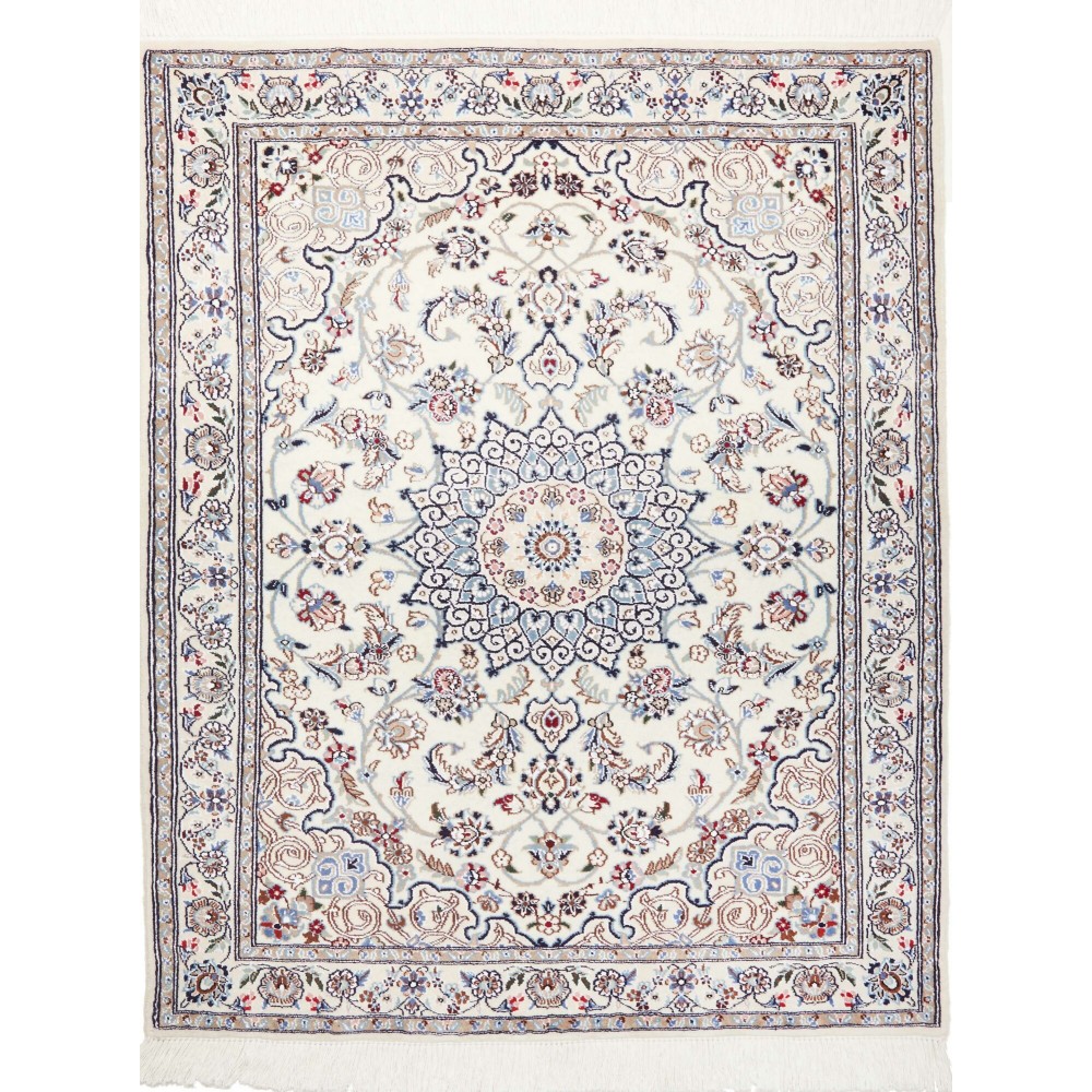 Tappeto Nain 9La Persia bianco azzurro 102x124 Tappeto Nain 9La Persia bianco azzurro 102x124