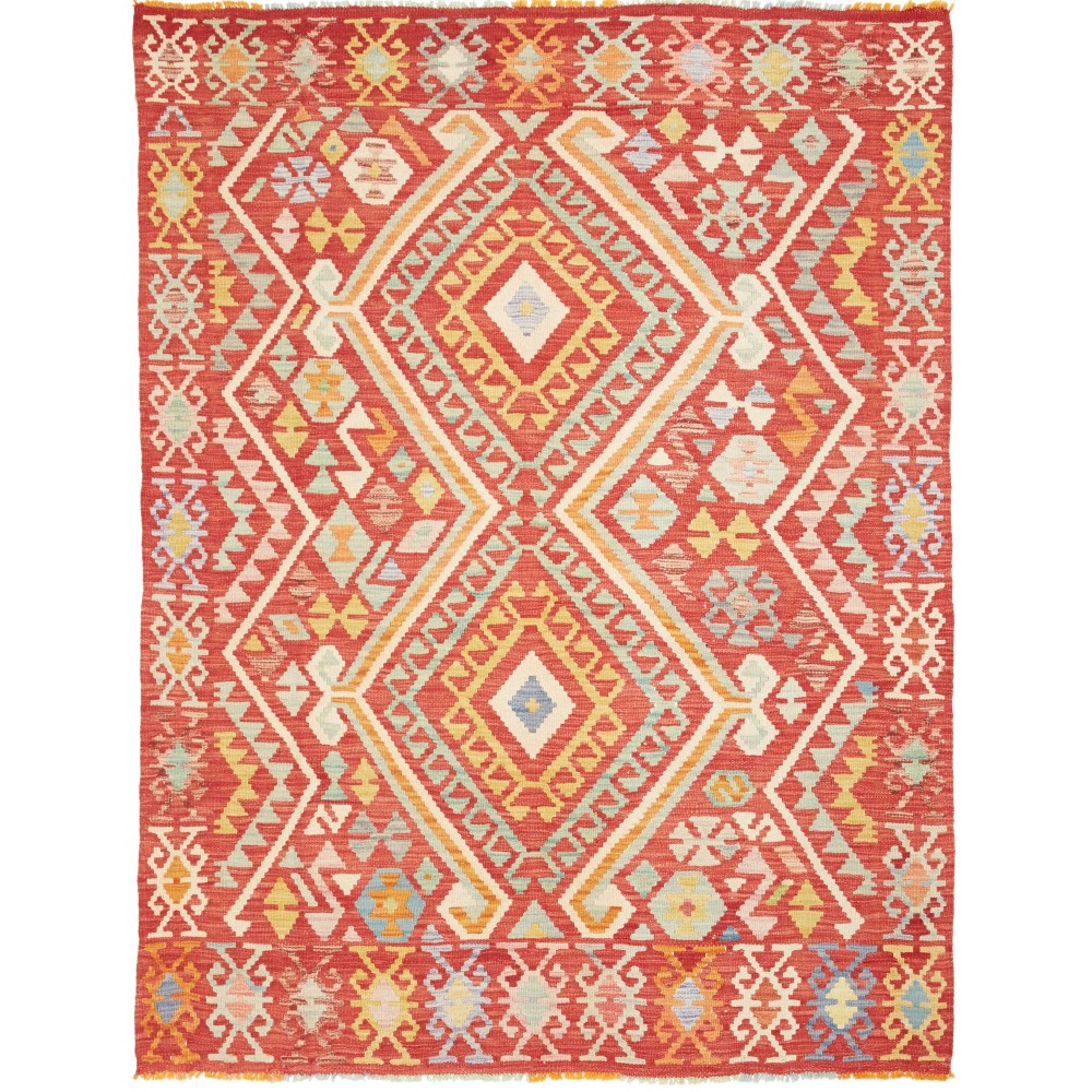 Tappeto Kilim Afghanistan rosso marrone 151x197