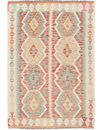 Tappeto Kilim Afghanistan beige marrone 100x141