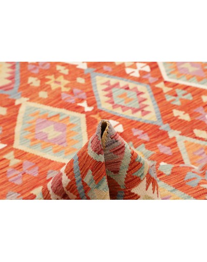 Tappeto Kilim Afghanistan arancione rosso 197x305