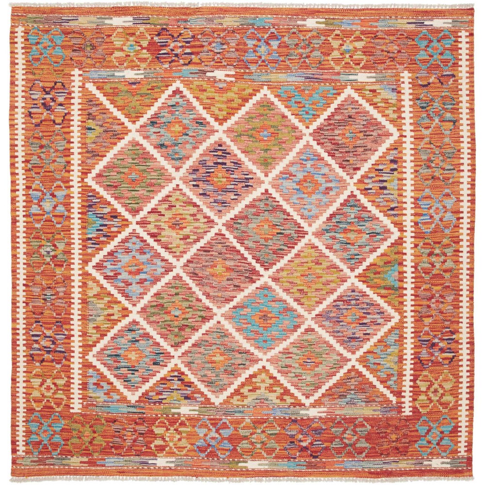 Tappeto Kilim Afghanistan marrone bianco 157x159