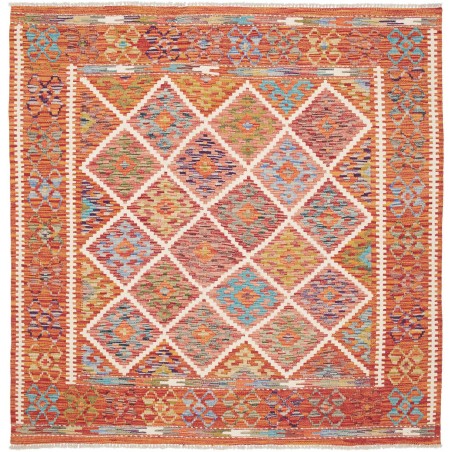 Tappeto Kilim Afghanistan marrone bianco 157x159