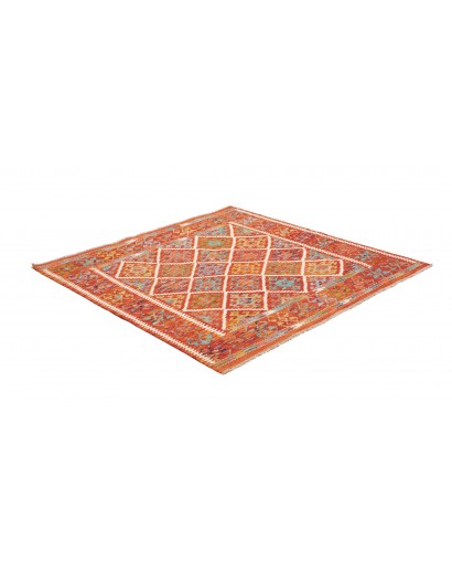 Tappeto Kilim Afghanistan rosso marrone 157x158