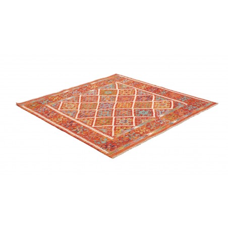 Tappeto Kilim Afghanistan rosso marrone 157x158