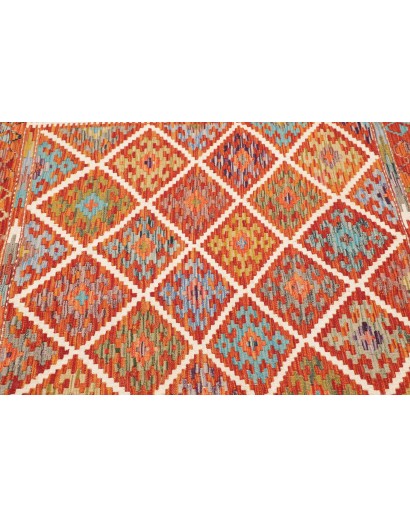 Tappeto Kilim Afghanistan rosso marrone 157x158