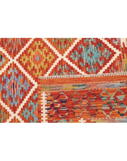 Tappeto Kilim Afghanistan rosso marrone 157x158
