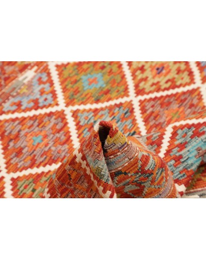 Tappeto Kilim Afghanistan rosso marrone 157x158