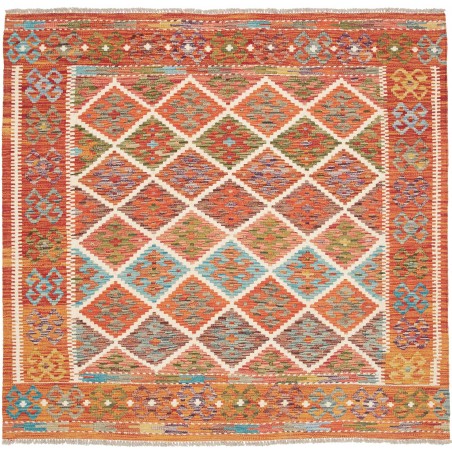 Tappeto Kilim Afghanistan arancione bianco 161x154