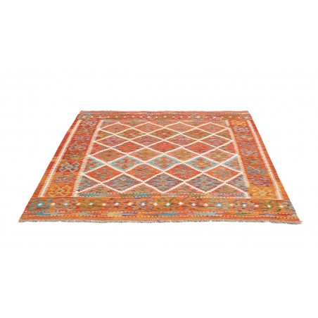 Tappeto Kilim Afghanistan arancione bianco 161x154