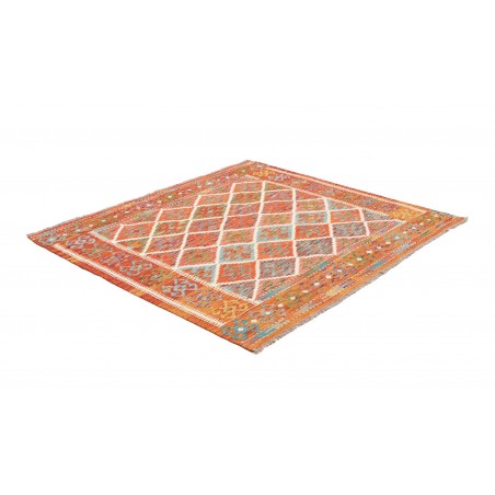 Tappeto Kilim Afghanistan arancione bianco 161x154