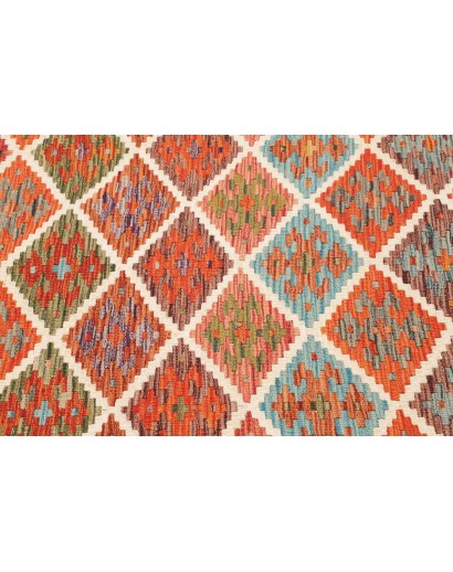Tappeto Kilim Afghanistan arancione bianco 161x154