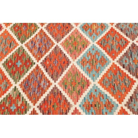 Tappeto Kilim Afghanistan arancione bianco 161x154