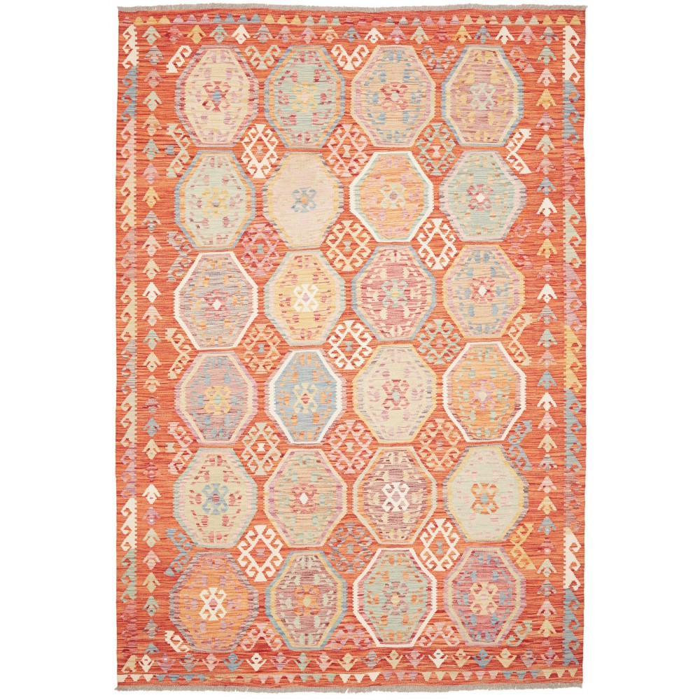 Tappeto Kilim Afghanistan marrone rosso 198x286