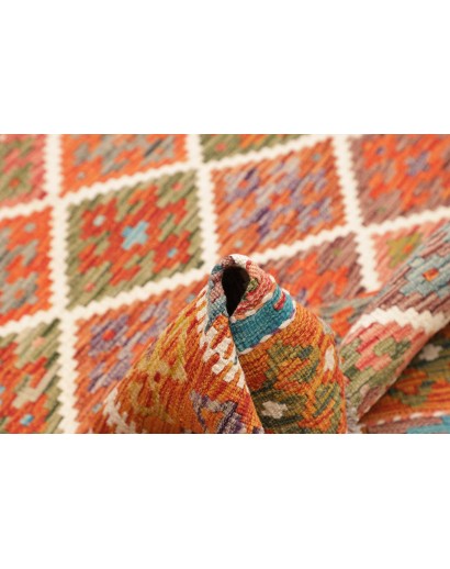 Tappeto Kilim Afghanistan arancione bianco 161x154