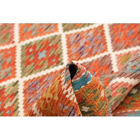 Tappeto Kilim Afghanistan arancione bianco 161x154