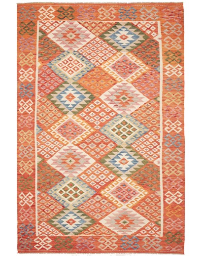Tappeto Kilim Afghanistan arancione beige 203x300