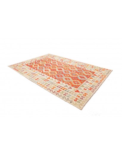 Tappeto Kilim Afghanistan giallo rosso 204x294