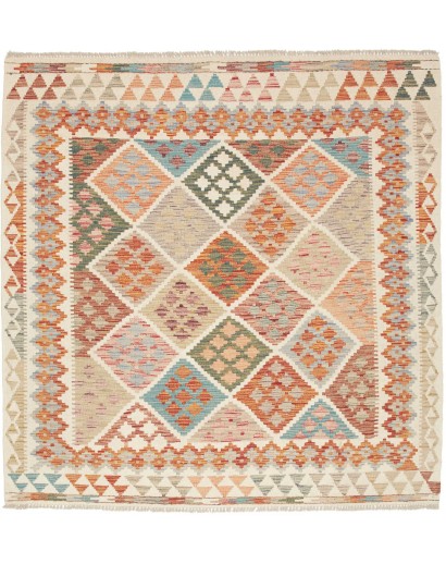 Tappeto Kilim Afghanistan beige arancione 157x160