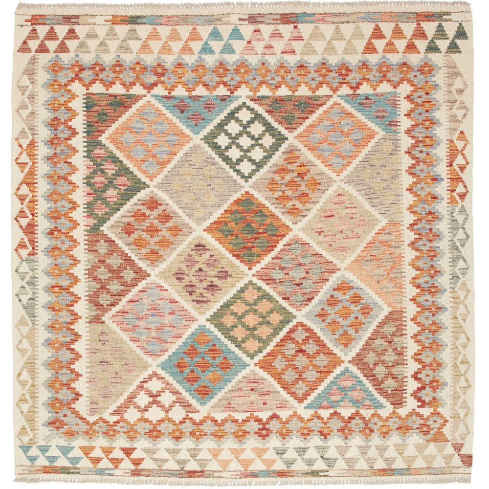 Tappeto Kilim Afghanistan beige arancione 157x160