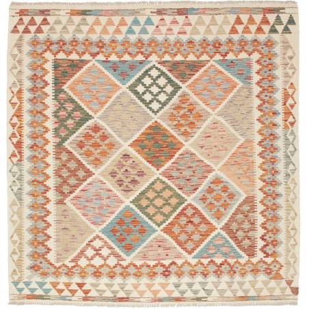 Tappeto Kilim Afghanistan beige arancione 157x160