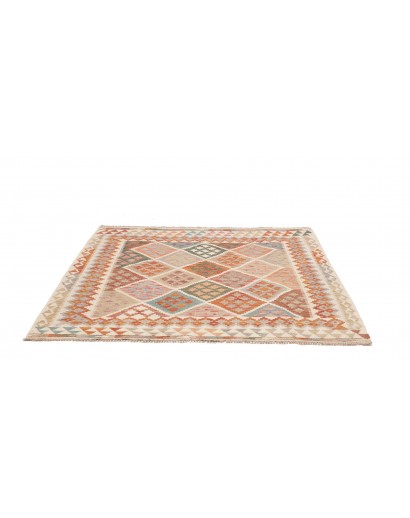 Tappeto Kilim Afghanistan beige arancione 157x160