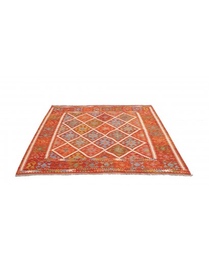 Tappeto Kilim Afghanistan rosso marrone 163x160