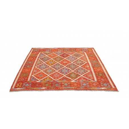 Tappeto Kilim Afghanistan rosso marrone 163x160